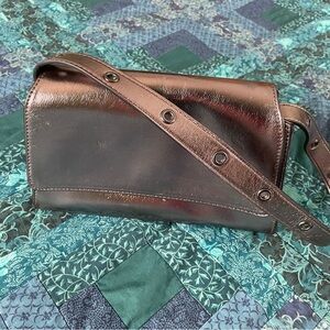 Simply Vera Wang Alia Geo Flap Bag Gunmetal Metallic